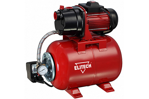 Насосная станция ELITECH САВ 1000-24Ч (Чугун,1000Вт,Расх-60л/мин,Напор-45м,Глуб-8м,Емкость-24л)