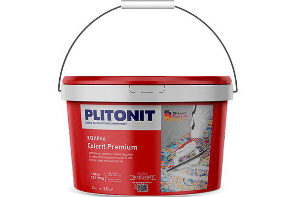 Затирка PLITONIT PREMIUM биоцидная шов 0,5-13 мм (ведро 2кг) белый (арт. 5017) (1/8)