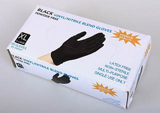 Перчатки нитровиниловые Wally plastiс черные в коробке XL/100шт