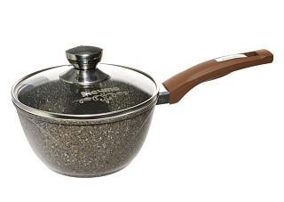 Ковш 1,7л "Premium" mokko с несъемной ручкой и стеклянной крышкой,антиприг.покр. (82902) 