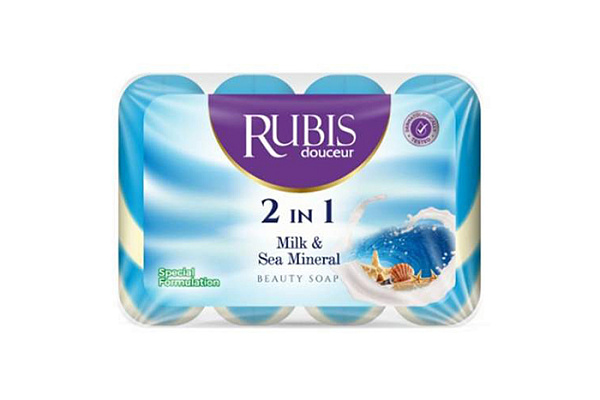 Мыло туалетное RUBIS экопак milk-sea mineral 4х90г 360г