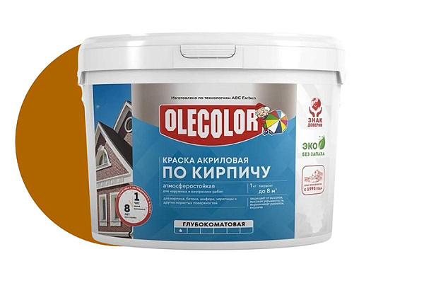 Краска акриловая атмосферостойкая по кирпичу терракотовый (3 кг) Olecolor