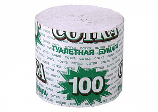 Туалетная бумага 100-ка без втулки ЗЕЛЕНАЯ/48шт