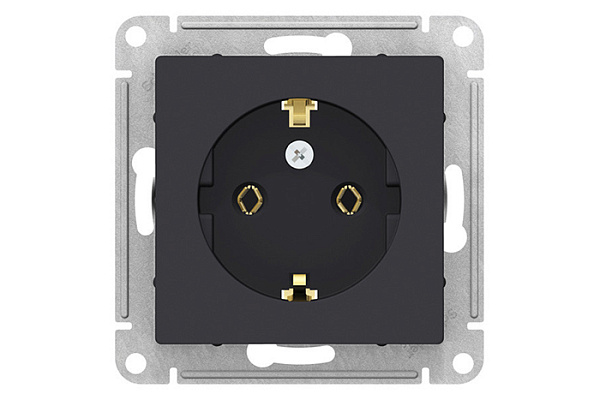 Розетка ATLASDESIGN с/з 16А механизм карбон (ATN001043) (394)