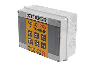Бокс Stekker настенный 08 модулей, пластик, IP65, EBX50-1/08-65 39190
