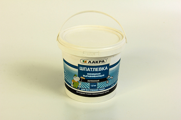 Шпатлевка ЛАКРА (1,5) латексная финишная выравнивающая для ГИПСОКАРТОНА