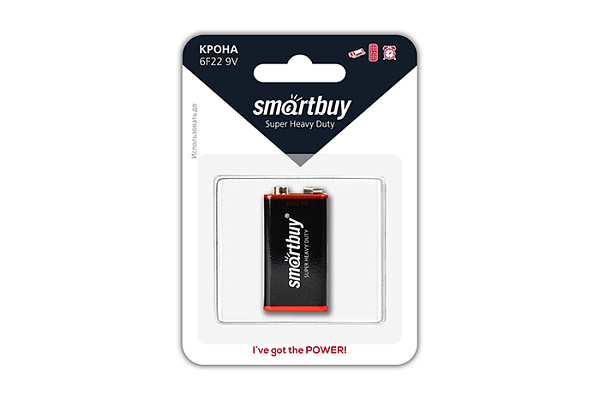 Элемент питания Крона SMARTBUY 6F22/1B (12/240) (SBBZ-9V01B) (3245)