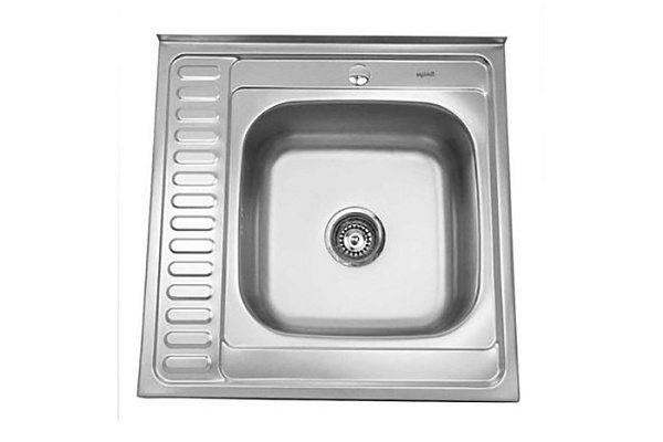 Мойка нерж 600х600х160мм т.0,6 бол.сиф. (+сифон) правая 