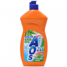 Жидкое средство для мытья посуды AOS (АОС) Бальзам Алоэ вера 450мл (650)