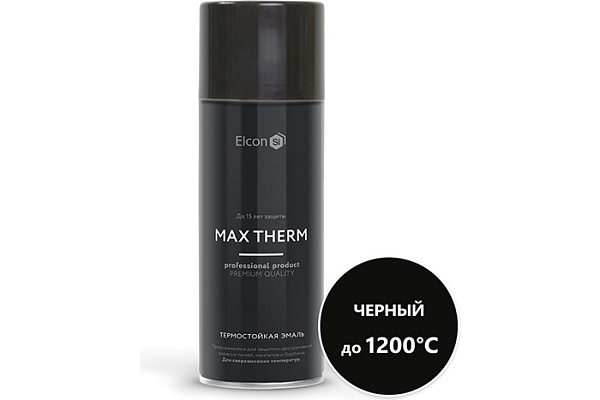 Эмаль термостойкая Elcon черная, 1200 градусов, аэрозольная (520мл)