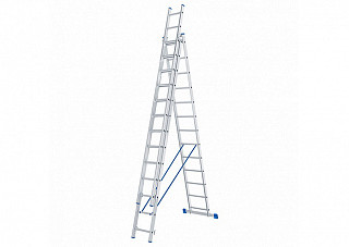 Лестница алюминиевая СИБРТЕХ, 3 х13 ступеней, 3,68/8,70м, трехсекционная (97823)