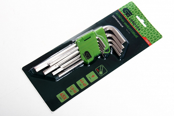 Набор ключей имбусовых СИБРТЕХ HEX, 1,5–10 мм, 45x, закаленные,  9 шт., удлиненные (12318)