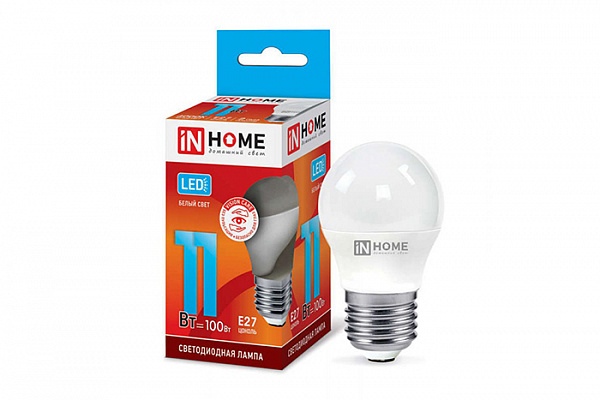 Лампа светодиодная IN HOME LED-ШАР-VC 11Вт 230В Е27 4000К 990Лм (617)