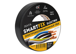 Изолента SmartFix ELECTRO 19ммх20м, 150 мкм Чёрная/60/6 (SFE192R)