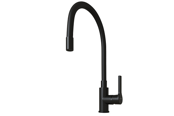 Смеситель для кухни 35k MIXLINE ML23-097 Round Black (Латунь,Картридж 35мм,Высота излива 27см,бок.р)