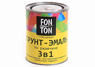 Грунт-эмаль по ржавчине 3 в 1 FonTon глянцевая желтая (0,8кг)