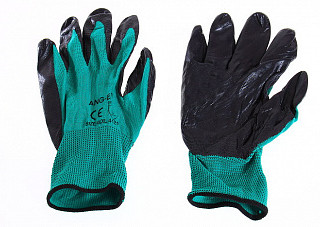 Перчатки нейлоновые с латексным покрытием (Профи облив Зеленые) B 16-720