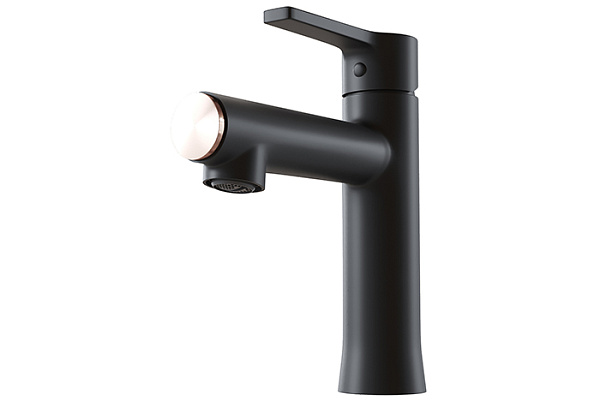 Смеситель для раковины 35k MIXLINE ML23-04 Round Black (Латунь,Высота излива10см,Картридж 35мм,ЧЕРН)