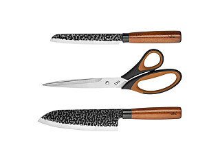 Набор ножей LARA 3 пр. (нож сантоку, нож универсальный, ножницы) 3CR14 (LR05-12)