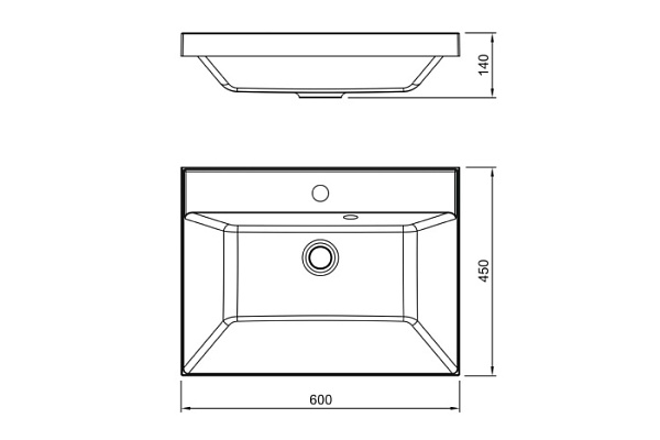 Умывальник мебельный Астория 60, литьевой мрамор, белый, 0302.925 600х450х165