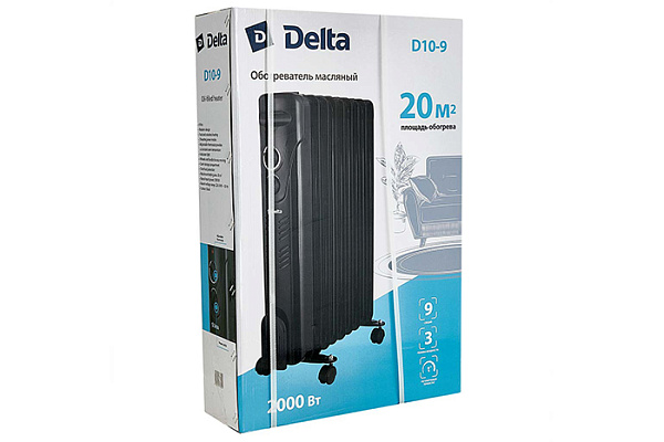 Обогреватель масляный DELTA Д10-9 2000Вт, 9 секций, черный