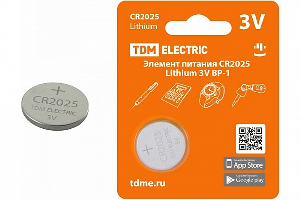 Элемент питания TDM CR2025 Lithium 3V BP-1 (1702-0098)