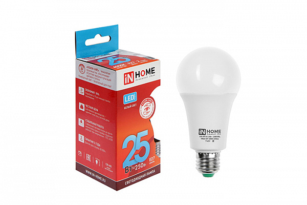 Лампа светодиодная IN HOME LED-A65-VC 25Вт 230В Е27 4000К 2380Лм (080)