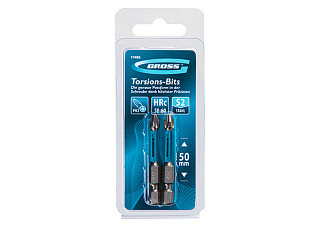 Набор бит торсионных PH2x50 мм, для ударных шуруповертов, 2 шт.// Gross (11486)