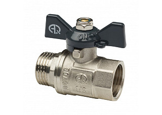 Кран шаровой латунный AQUALINK ДУ25 (1) Г/Ш бабочка (01160) (60/10)