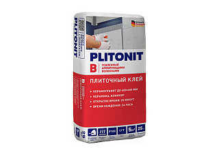 Клей для плитки PLITONIT В С1Т керамогранита 600х600 с армирующими волокнами 25кг Н006066