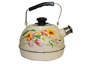 Чайник эмалированный Рубин ЦВЕТОЧНЫЙ ВАЛЬС слон.кость, подвиж.ручка г.Ростов 3,5л ТМ04/35/04/26(688)