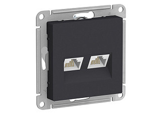 Розетка ATLASDESIGN двойная компьют. RJ45+RJ45 кат. 5E механизм карбон(ATN001085)(832)