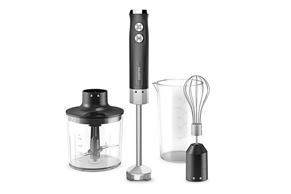 Блендер Centek CT-1349 (черный) 1000Вт, 3в1, блендер/венчик/чоппер 400мл +мерн стакан 600мл