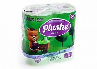 Туалетная бумага Plushe Classic 4 рулона 2 слоя 18м Яблоко 0171