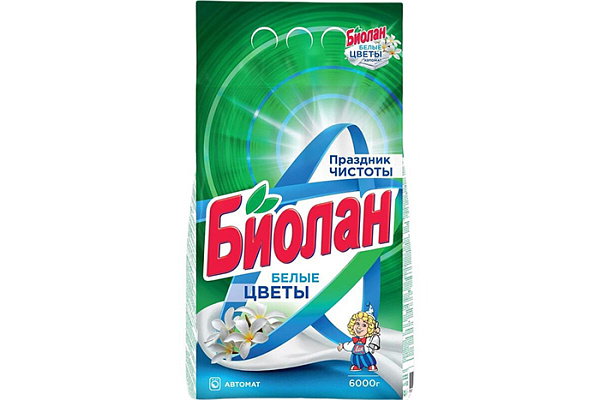 Стиральный порошок BIOLAN (БИОЛАН) Автомат Белые Цветы 6,0кг /2 (478)