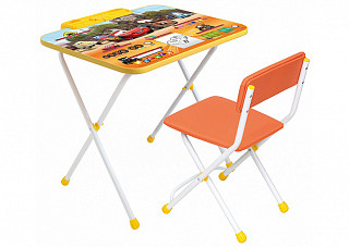 Комплект "Disney2". ТАЧКИ Стол складной,с пеналом - стул мягкий, с легкомоющейся тканью (Д2Т)