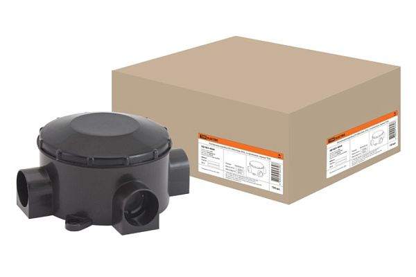 Коробка распаячная ОП D80х35мм, IP42, 3-х рожковая, черная TDM(1401-4044)