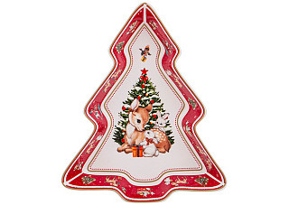 Блюдо LEFARD С новым годом, в форме елки, красное 25х21х4см (85-1960)