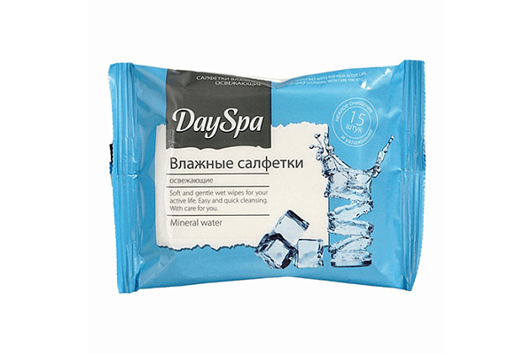 Салфетки влажные DAY SPA освежающие минеральная вода 15шт