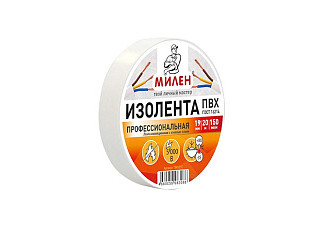 Изолента профессиональная МИЛЕН ПВХ 15мм х 20м белая 60/6 (ТIM511T)
