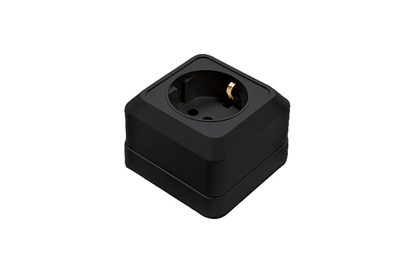 Розетка IN HOME BOLLETO одинарная с/з, черная, накладная, 16А 7028B (047)