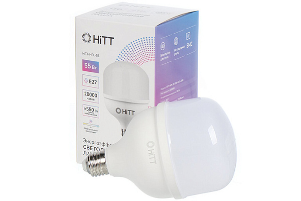 Лампа светодиодная HiTT-НPL-A60-55-230-E27-4000 55Вт (607)