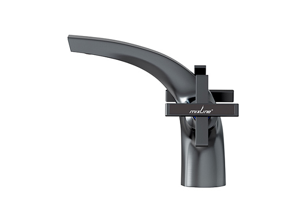Смеситель для раковины MIXLINE ML38-04 Graphite (Латунь,Длина излива 18см,Кран-букса 1/2",ГРАФИТ)