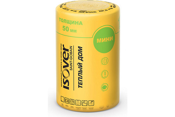 Утеплитель ИЗОВЕР Теплый Дом-ТВИН минераловатный 8200х610х50мм, 10м2=0,5м3 (рулон) 67138