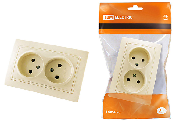 Розетка TDM "Таймыр" двойная 2П 10А 250В сл. кость (1814-0113)