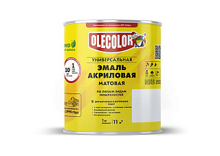Эмаль акриловая универсальная матовая белый (3.5 кг) OLECOLOR (метал.тара)