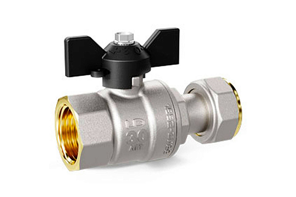 Кран шаровой латунный LD Pride ДУ20 (3/4) Ру 40 Г/Г с накидной гайкой бабочка (521) (1/16)