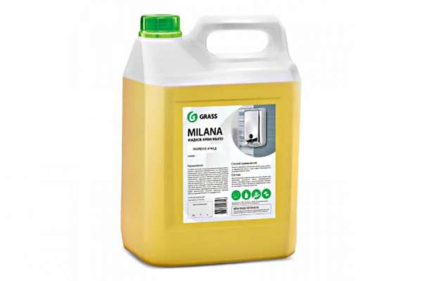 Крем-мыло жидкое GRASS Milana молоко и мед 5,0кг (126105)