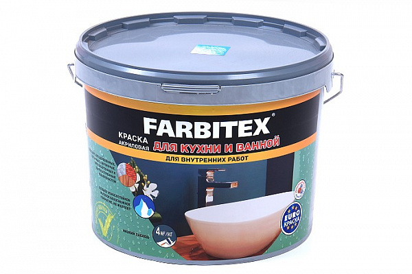 Краска акриловая FARBITEX для кухни и ванной (13,0кг) 