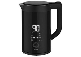 Чайник Centek CT-1006 (чёрный) 1,7л 2200Вт 2стенки Сталь без шва LED-дисплей t:40/60/90/100°С Сенсор